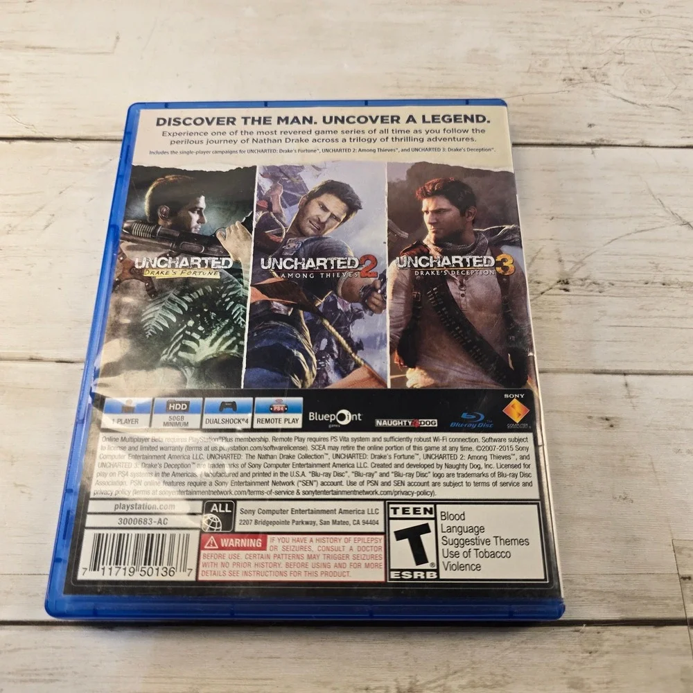 Uncharted The Nathan Drake Collection Sony PS4 PlayStation 4 Remastered Trilogy